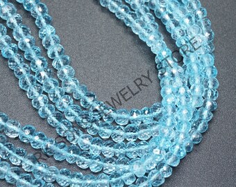 High Quality Natural Blue Topaz Beads, Sky Blue Topaz Faceted Rondelle Beads, Blue Topaz Faceted Beads, Jewelry making Beads, Wholesale Bead