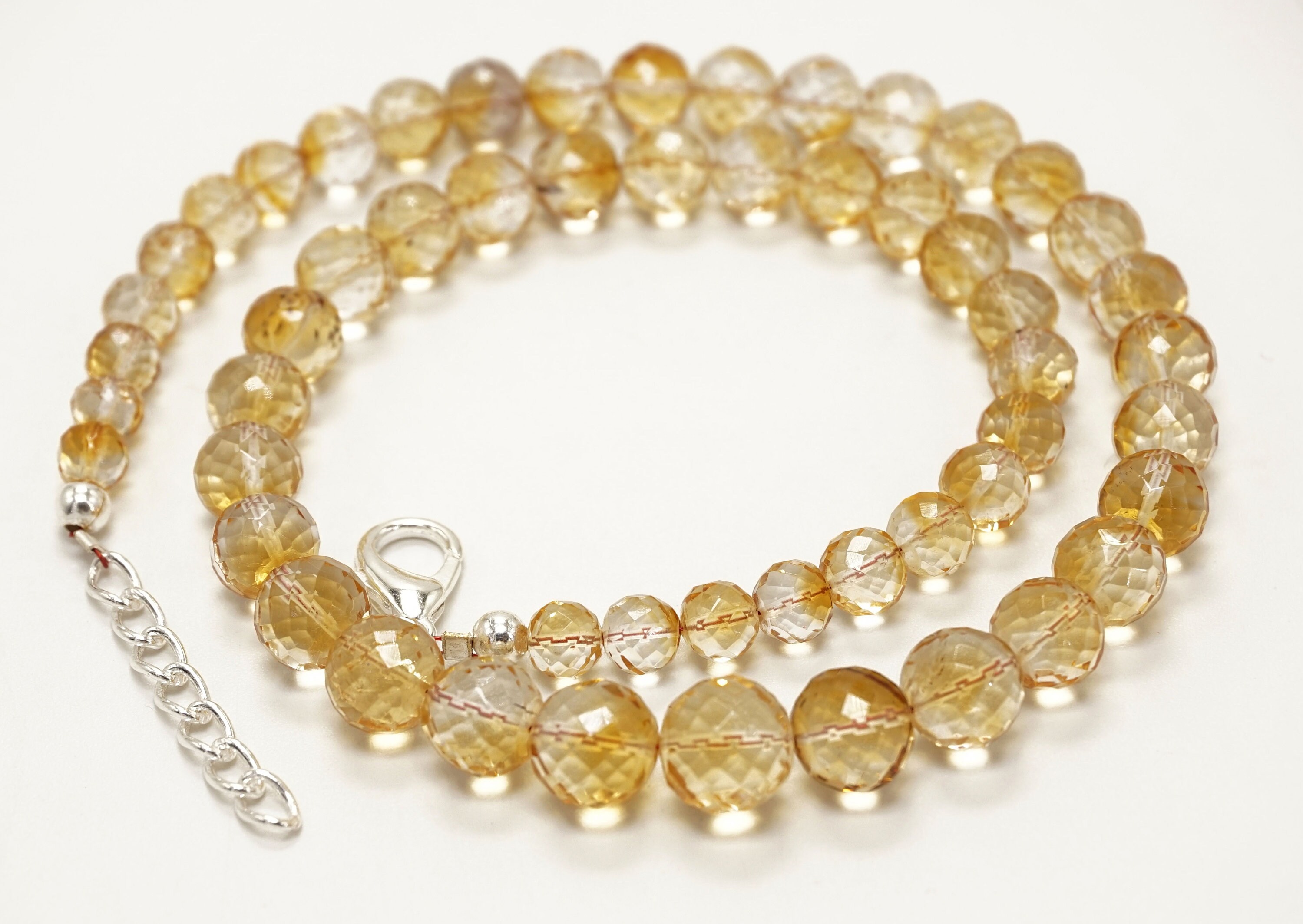 Natural Citrine Necklace Citrine Round Beaded Necklace Etsy UK