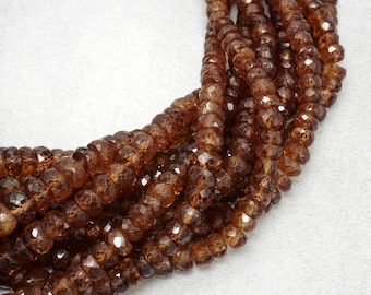 AAA++ Cognac Zircon Beads, Natural Zircon Faceted Beads, Rondelle Shape Beads, Gemstone Beads, Jewelry Making Beads, Wholesale Zircon Beads