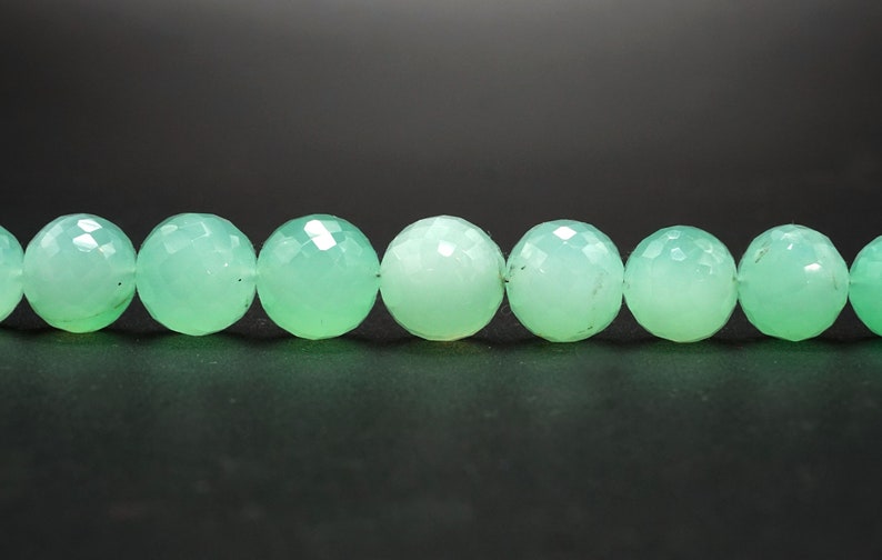 6-10.5 mm Total 1 Strand of 5.5 Inches Natural Chrysoprase Faceted Round Beads Chrysoprase Beads Round Gemstone Beads