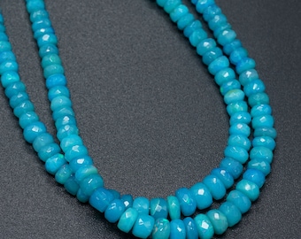 Natural Blue Opal Beads, Ethiopian Blue Opal Faceted Beads, Opal Rondelle Beads, Jewelry Making Beads, Wholesale Opal Beads, Opal Rondelles