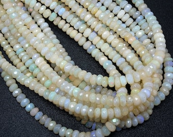 Natural Opal Beads, Ethiopian Opal Faceted Beads, Opal Rondelle Beads, Fire Opal Beads, Jewelry Making Beads 16 inch