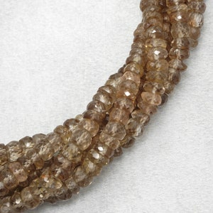 AAA ++ Natürliche Champagner-Zirkonperlen, facettierte Zirkonperlen, facettierte Rondelle-Formperlen, echte Zirkon-Edelsteinperlen, 16 Zoll 5,5 - 7,5 mm