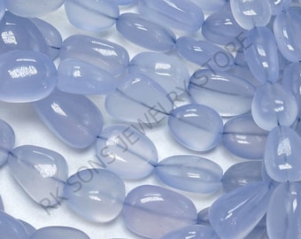 AAA++ Natural Chalcedony Beads, High Quality Chalcedony Smooth Nugget Shape Beads, Blue Chalcedony Gemstone Beads, Jewelry Making Beads, 17"