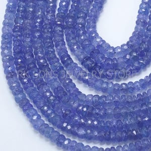 AAA+ Natural Tanzanite Beads, 3.5 - 5 mm Tanzanite Faceted Rondelle Beads, Tanzanite Gemstone Beads, Jewelry Making Beads, 16 inches Strand