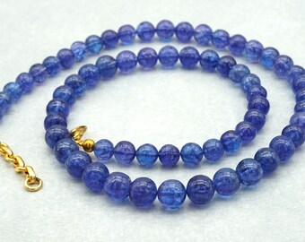 High Quality Natural Tanzanite Necklace, Round Beads Necklace, Smooth Round Beads Necklace, Birthday gift, Party wear, Round Balls