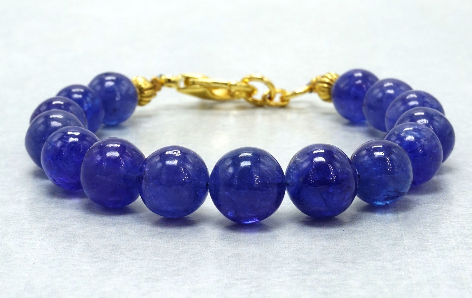 Natural Tanzanite Bracelet Tanzanite Round Beads Bracelet Etsy