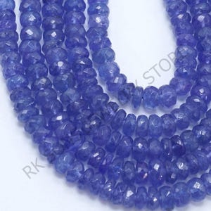 Rare AAA++ Natural Tanzanite Beads, 4 - 5 mm Tanzanite Faceted Rondelle Beads, Jewelry Making Beads, Tanzanite Gemstone Beads, 16 inches