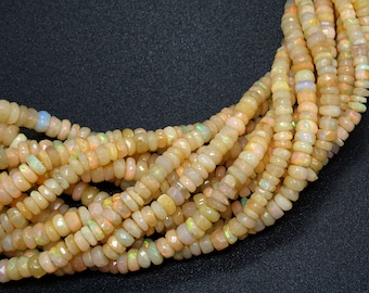 Natural Opal Beads, Firing Opal Faceted Beads, Fire Opal Rondelle Beads, Jewelry Making Beads, Ethiopian Opal Beads