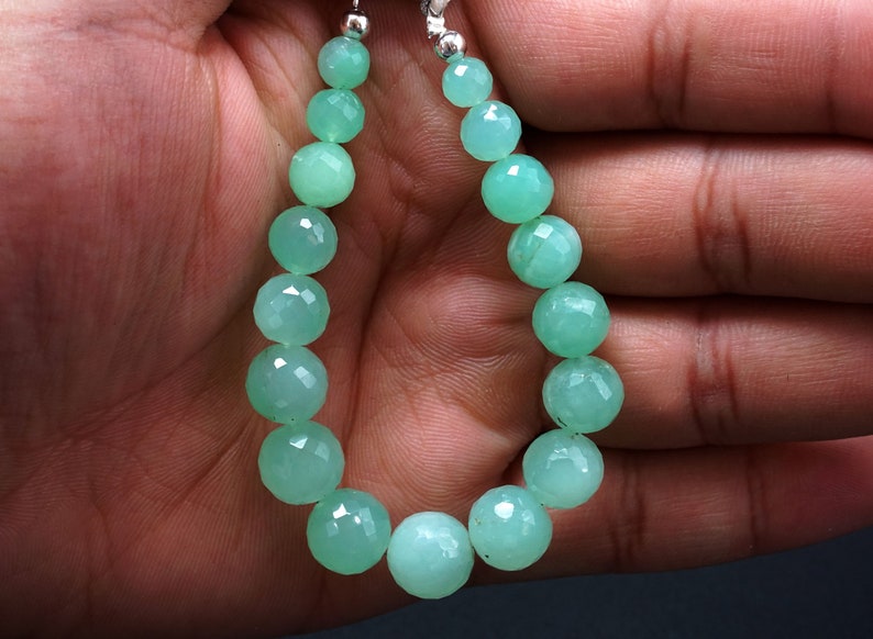 6-10.5 mm Total 1 Strand of 5.5 Inches Natural Chrysoprase Faceted Round Beads Chrysoprase Beads Round Gemstone Beads