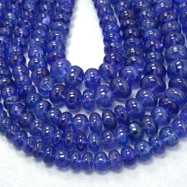 AAA++ Natural Tanzanite Smooth Plain Beads Premium Tanzanite Rondelle Beads Tanzanite Gemstone Beads Smooth Plain Rondelle Beads