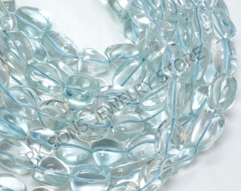 Natural Sky Blue Topaz Beads, Smooth Nugget Shape Beads, AAA+ Icy Blue Topaz Nugget Shape Beads, Jewelry Making Beads, Blue Topaz Gemstone