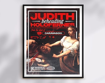Judith Beheading Holofernes (Caravaggio) Art Print | Baroque Renaissance Eclectic Wall Decor, Retro Collage, Art History Gift Vintage Poster