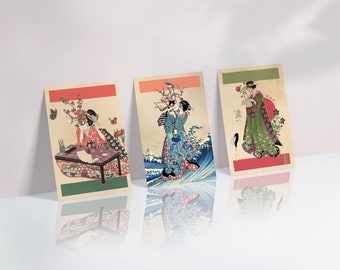 日本の浮世絵アートポストカード 10枚セット - ポストカードプリント