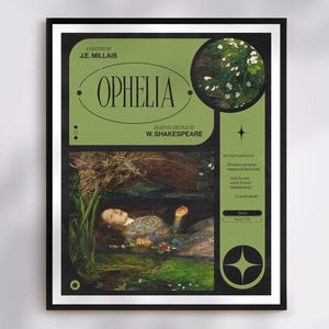 Ophelia by Millais Art Print | Classic Fine Art, Art History Gift, Romantic Tragedy Painting, Dark Moody Decor, Hamlet, Shakespeare Lover