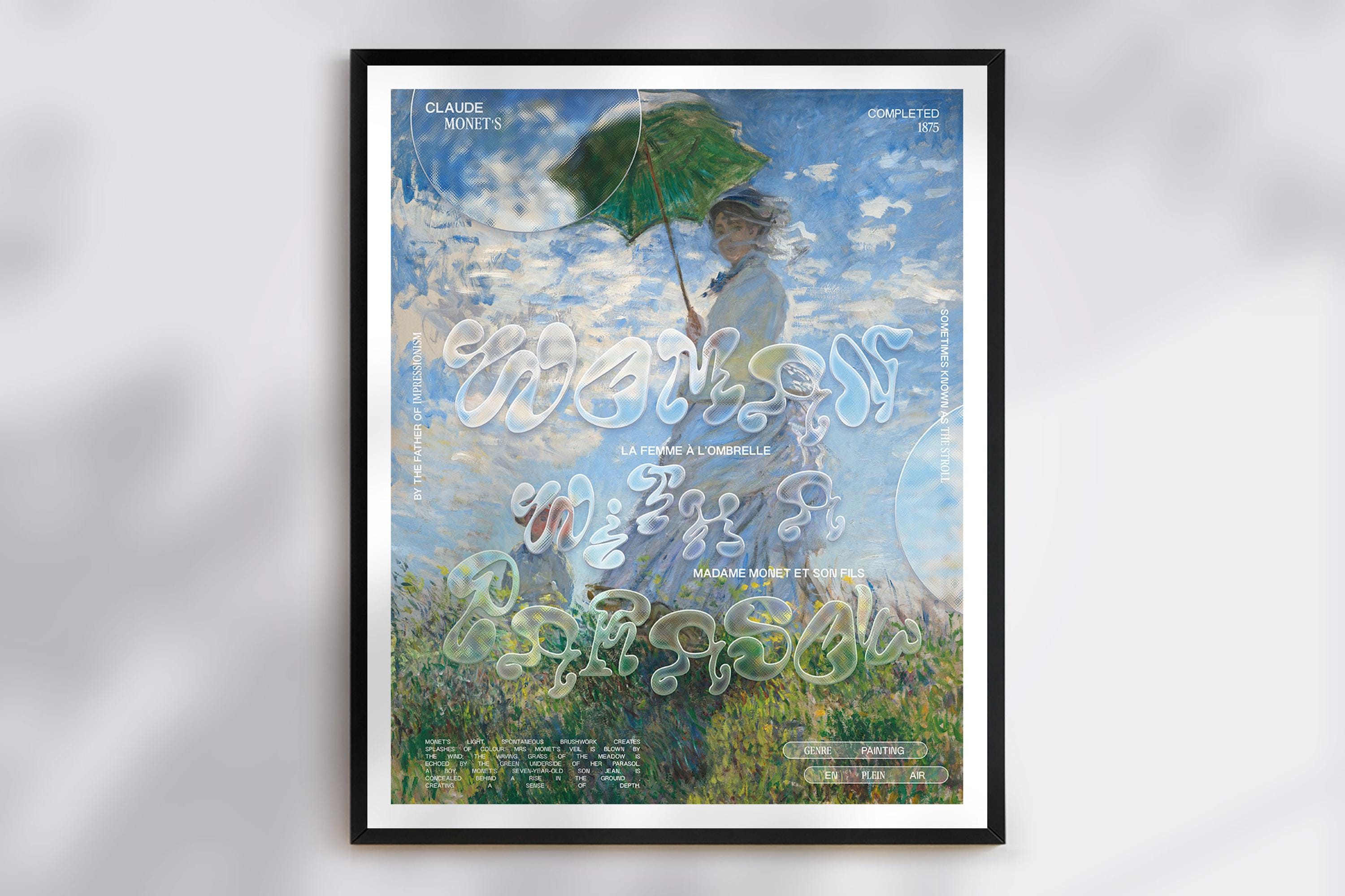 Monet's "Woman With a Parasol" Print | Impressionist, Romantic Gift for Museum Lover, Famous Painting, Victorian Wall Art, Art History Lover