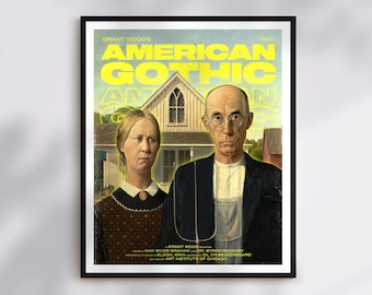 American Gothic by Grant Wood Art Print | Iconic Painting, Antique