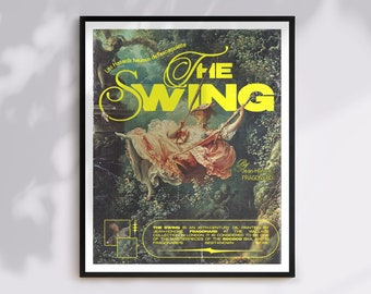 The Swing by Fragonard Art Print | Rococo, Classic Art Altered, Retro Collage Art, Art History Gift, Vintage Poster, Light Academia Decor