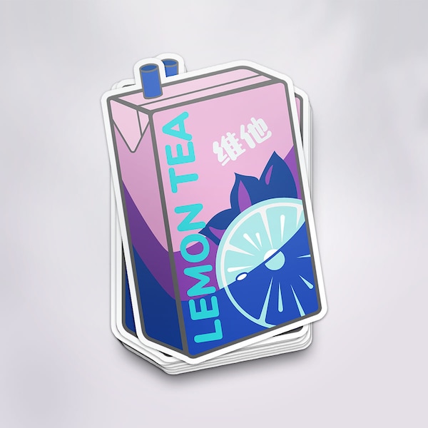 Vita Lemon Tea Lofi Sticker | Cute Laptop Decal, Vaporwave Aesthetic, Asian Childhood Snack, Hong Kong Drink, Water Bottle Vinyl Sticker