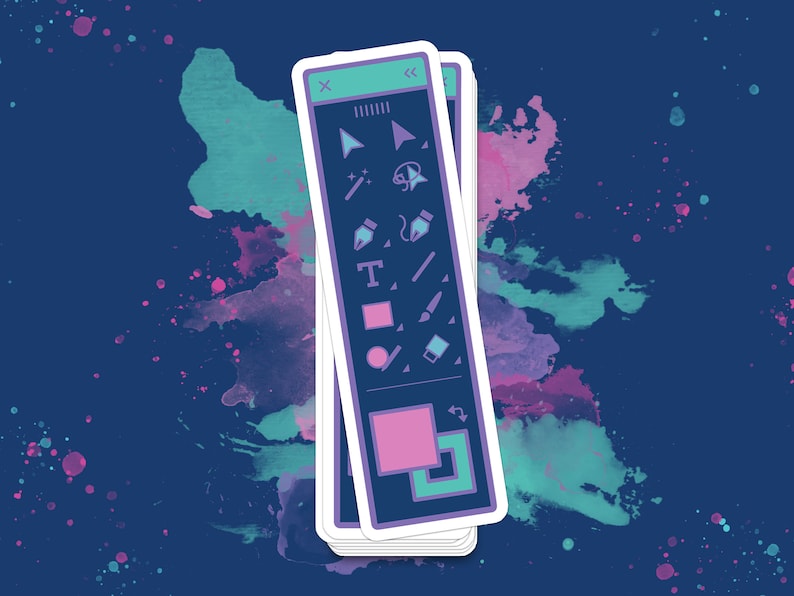 Adobe Illustrator Toolbar Vinyl Sticker - Gift for Graphic Designer - Laptop Decal Dark Blue & Teal