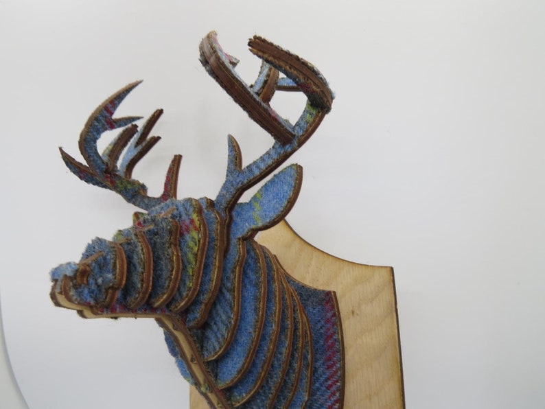 Harris Tweed and Tartan stag head Etsy
