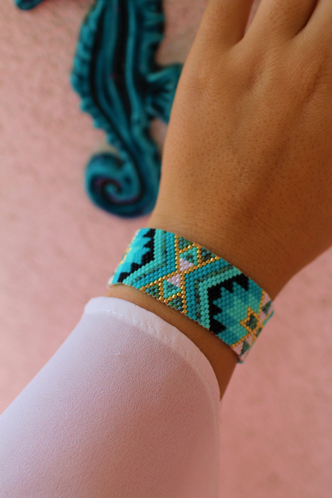 KAMIYA Mexican Beads Bracelet BLUE 極美品 KAMIYA Mexican Beads Bracelet BLUE 極美品