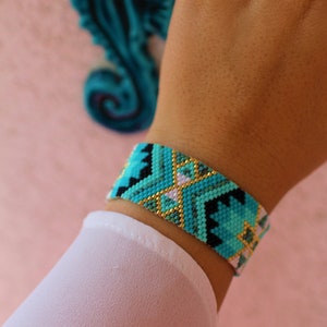 Miyuki Bead Bracelet, Geometric Beaded Bracelet, Miyuki Jewelry, Fashion Bracelet, Valentines day, Gift for Her,Ethnic Bracelet Beading