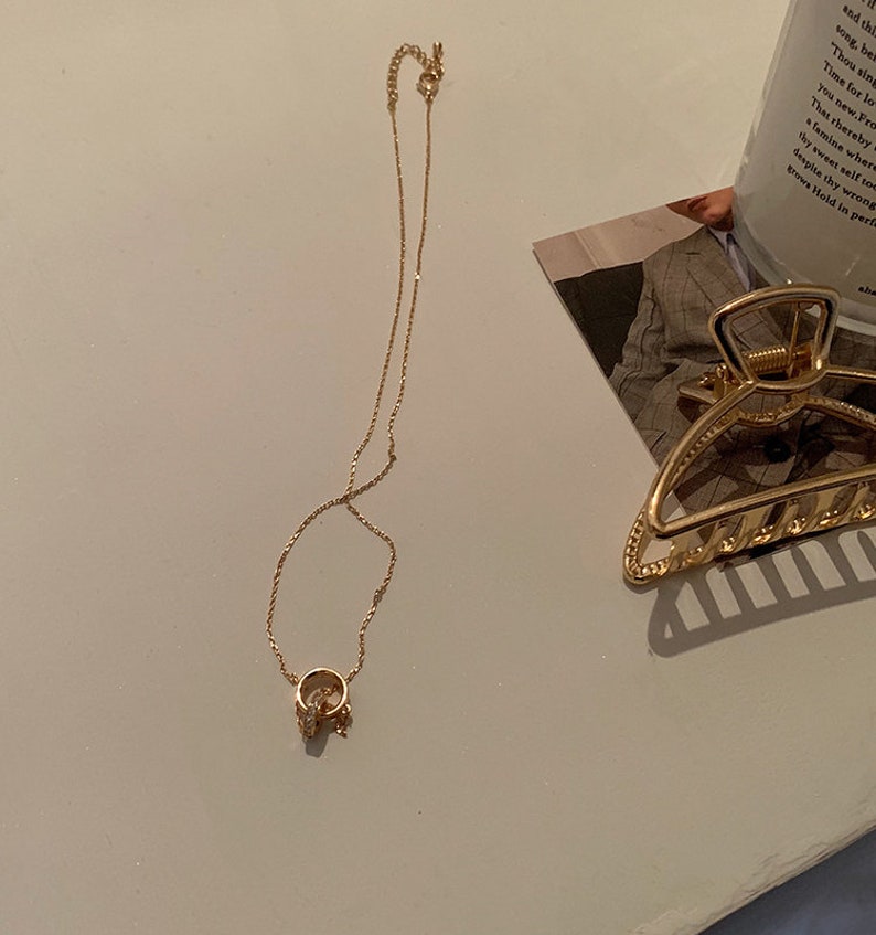 Double Circle Interlocking Infinity Necklace Rose Gold Dainty NecklaceEveryday NecklaceSimple Minimal Design