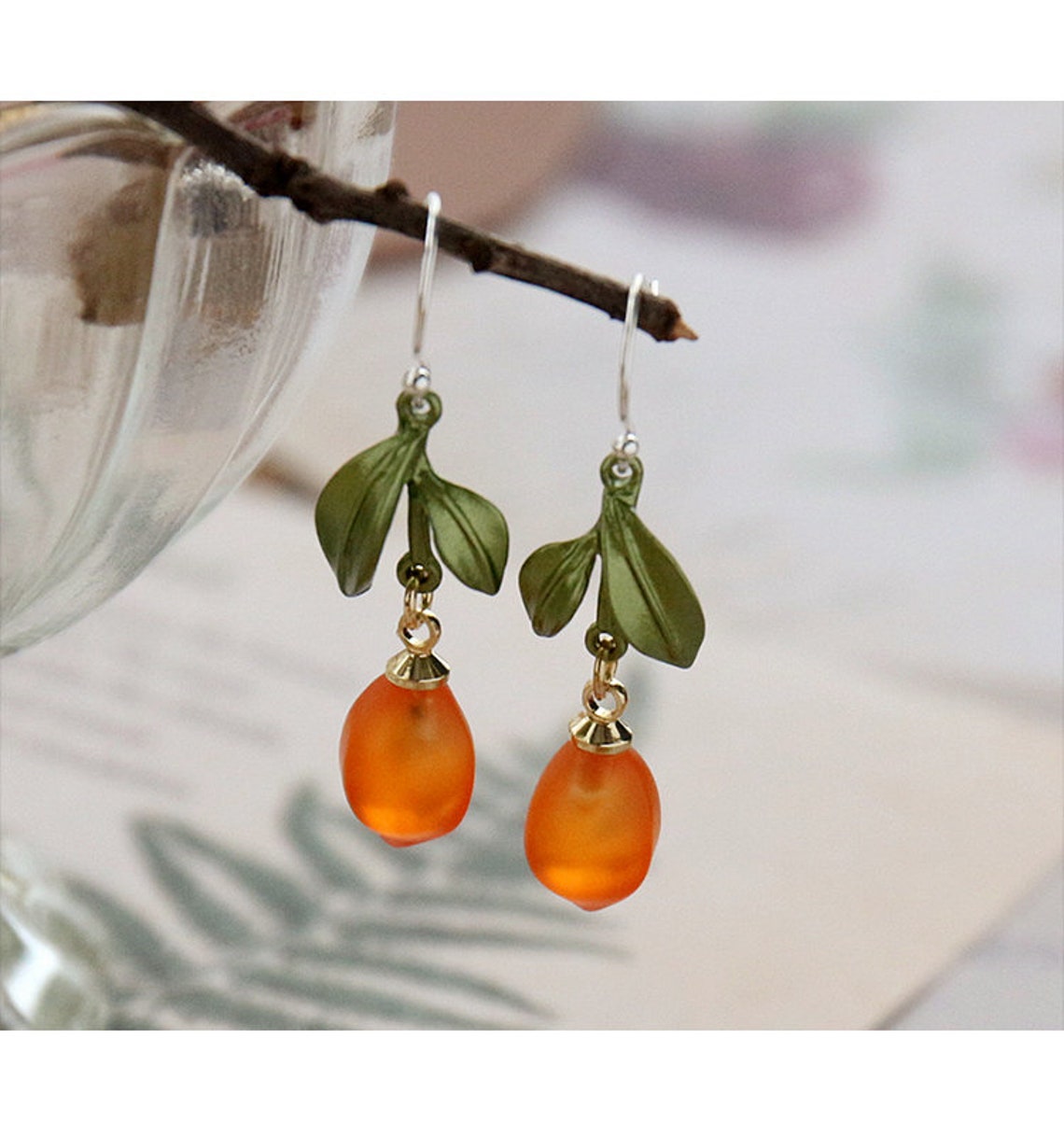 Apricot Earrings FRUIT COLLECTION Orange Apricot Beaded Etsy