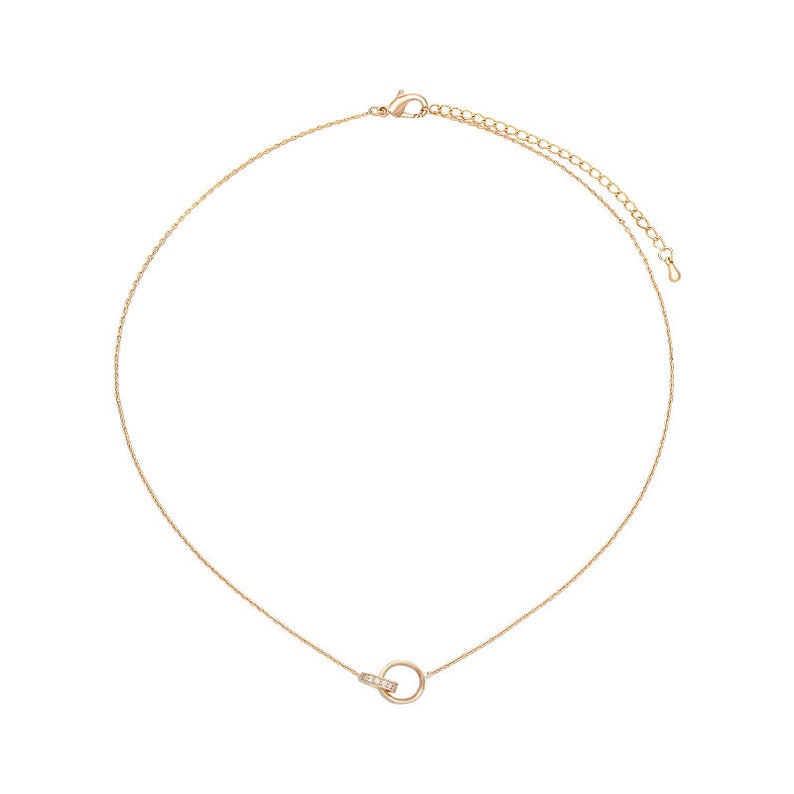 Double Circle Interlocking Infinity Necklace Rose Gold Dainty NecklaceEveryday NecklaceSimple Minimal Design