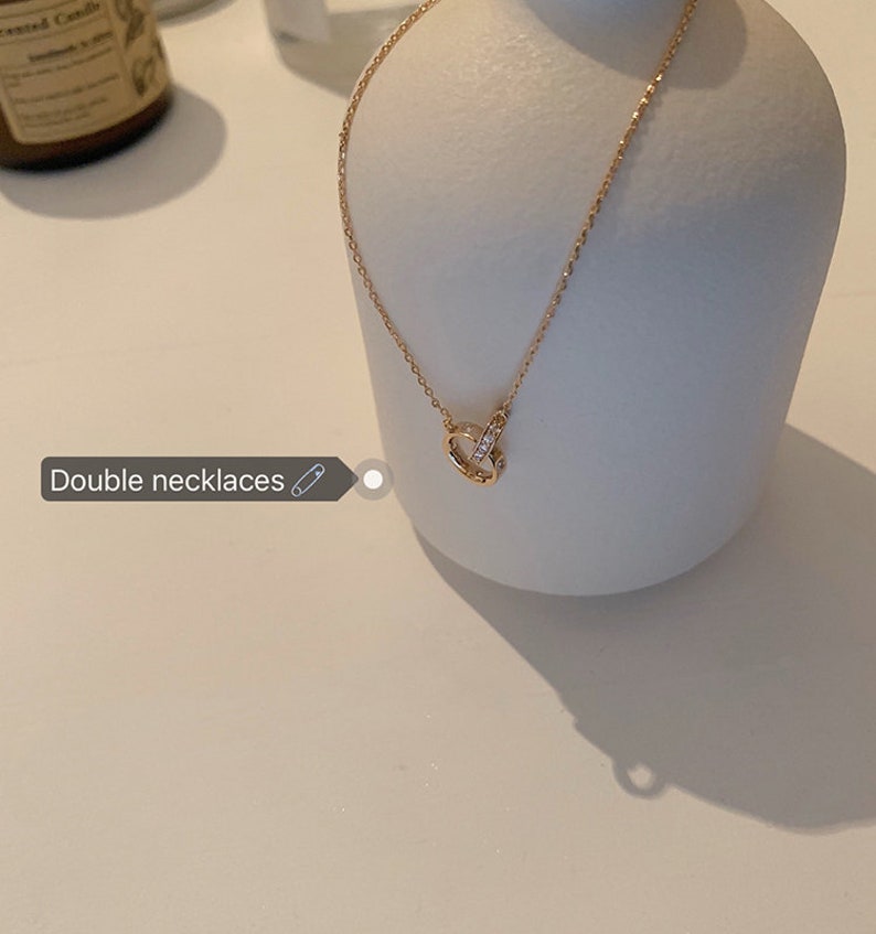 Double Circle Interlocking Infinity Necklace Rose Gold Dainty NecklaceEveryday NecklaceSimple Minimal Design
