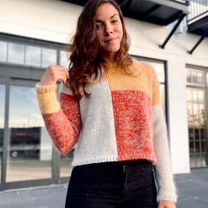 Knitting Pattern Colorblock Pullover // Sweater Knitting Pattern // Intermediate Knitting Pattern