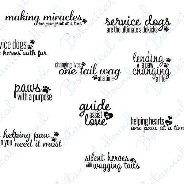 Service Dog Sayings SVG Cut File Bundle For Cricut and Silhouette