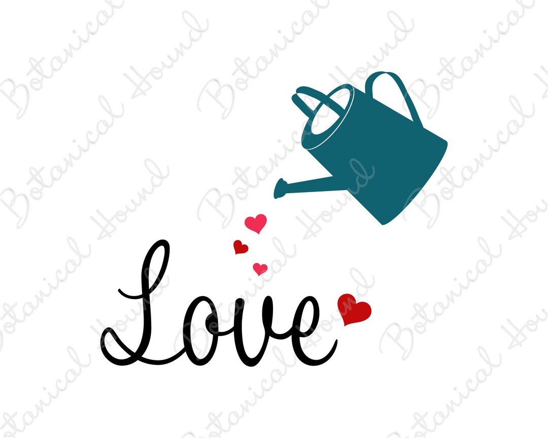 Shower With Love With Watering Can and Hearts SVG Cut File for Etsy