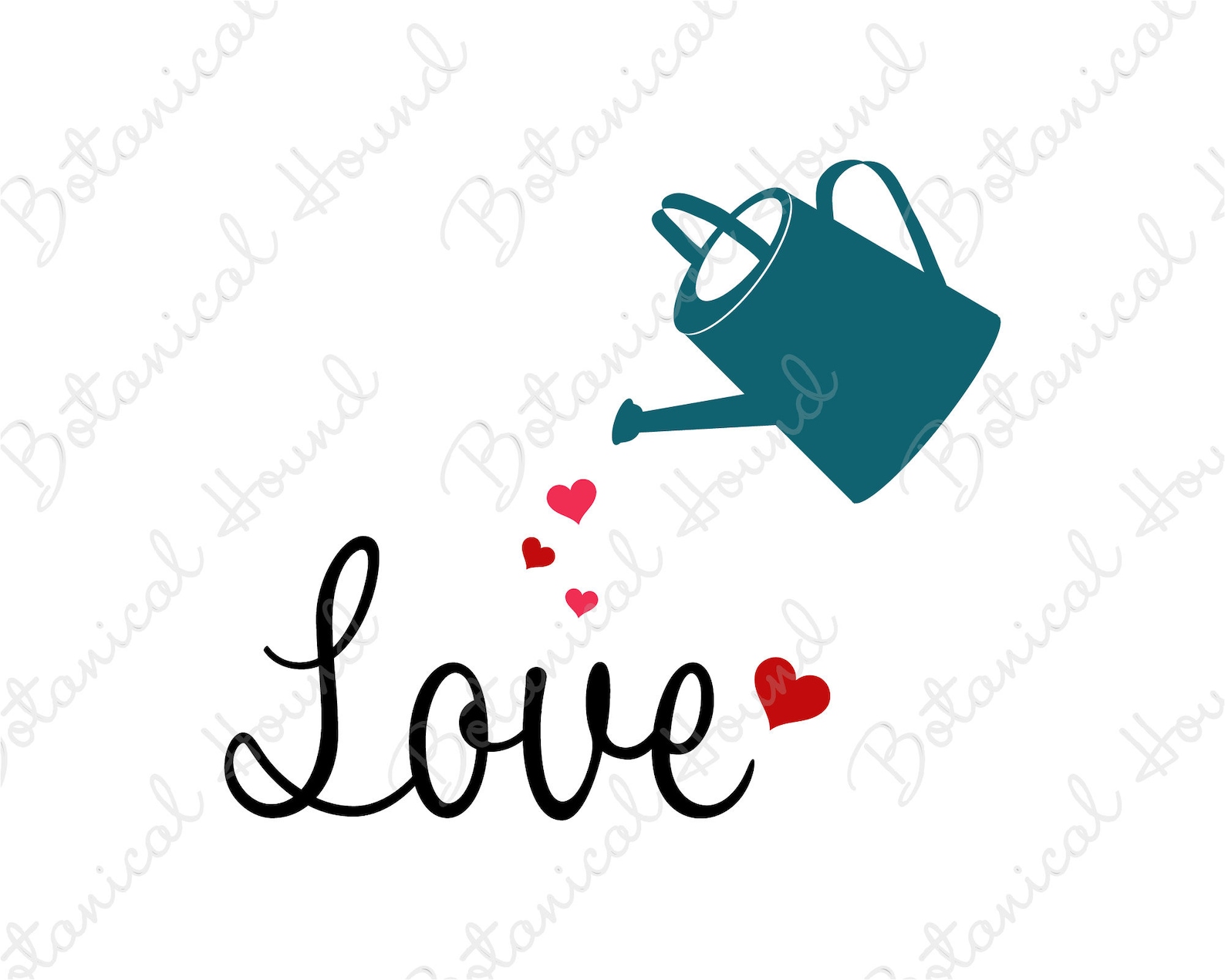 Shower With Love With Watering Can and Hearts SVG Cut File for Etsy
