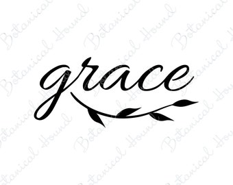 Grace SVG | Grace with Foliage Accent SVG | Grace Sign SVG