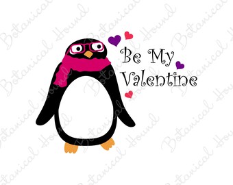 Be My Valentine mit Pinguin SVG Schnitt Datei für Cricut und Silhouette