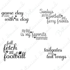 Dog Football SVG Bundle | Cozy Autumn Pet Lover Cut Files for Cricut & Silhouette | Puppy Tailgate Clipart | Fall Sports Dog Designs
