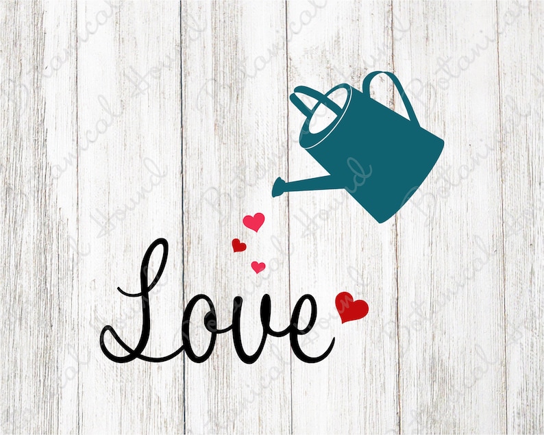 Shower With Love With Watering Can and Hearts SVG Cut File for Etsy