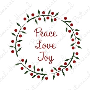 Peace Love Joy Wreath SVG for Cricut and Silhouette