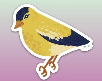 Tired Jersey Girl Goldfinch Sticker | Die Cut Vinyl Sticker | Bird | Borb | New Jersey