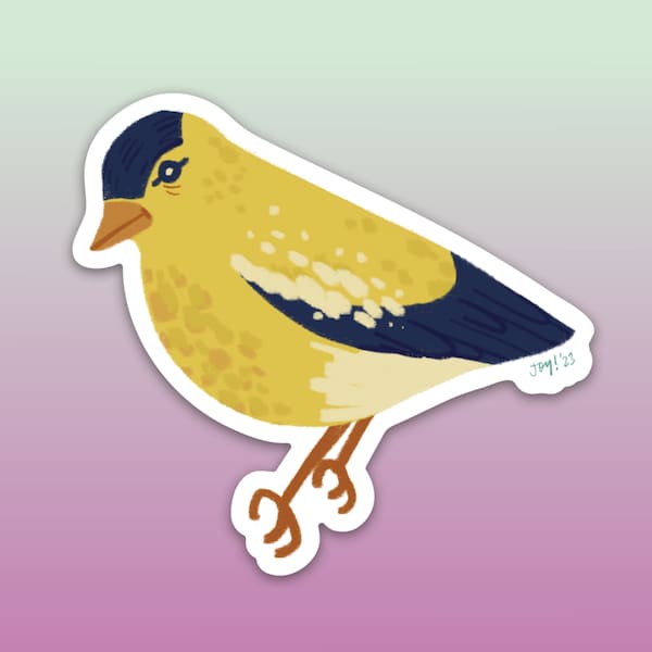 Tired Jersey Girl Goldfinch Sticker | Die Cut Vinyl Sticker | Bird | Borb | New Jersey