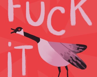 Angry Goose Art Print | Bird Art | Illustration | Funny | Rage | Geese