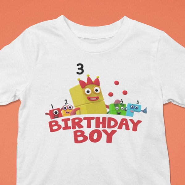 Numberblocks, Birthday Boy Design, Boy 3rd Birthday Printable File for T-Shirts & Party Apparel, PNG File for Boys Birthday, Number Blocks
