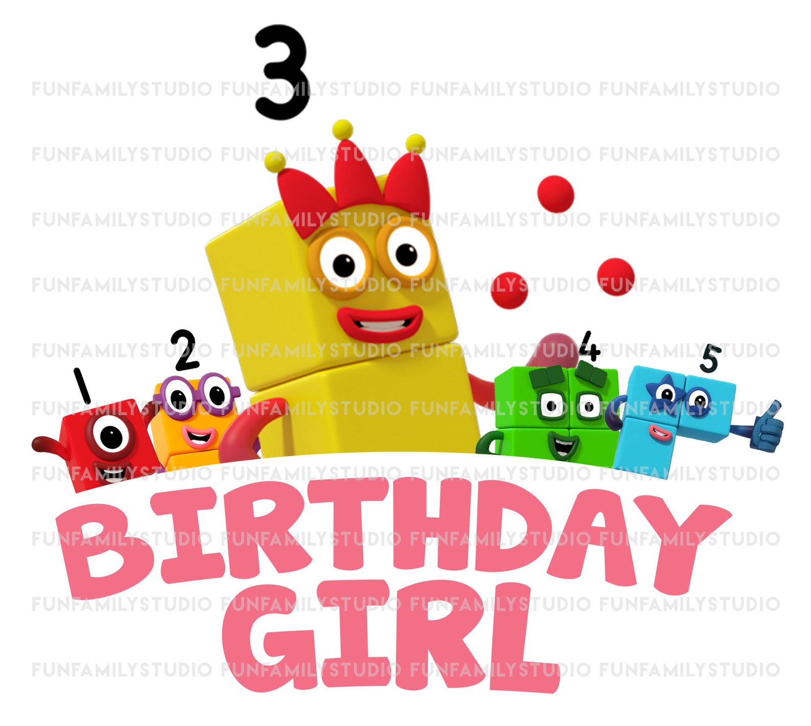 Numberblocks, Birthday Girl Design, Girl 3rd Birthday Printable File ...