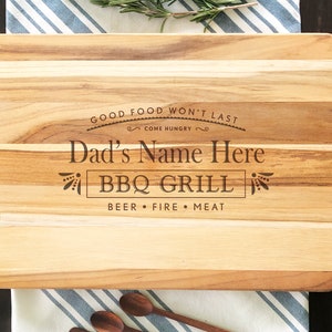 Personalize Cutting Board Gift, Teak cutting board, Great gift for Dad or Grandfather, 13.9&quot;x9.8&quot;x.78&quot;