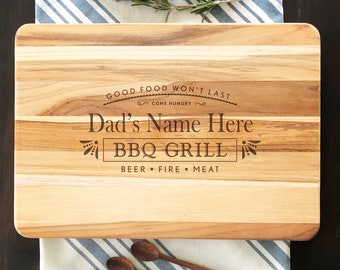 Personalize Cutting Board Gift, Teak cutting board, Great gift for Dad or Grandfather, 13.9"x9.8"x.78"