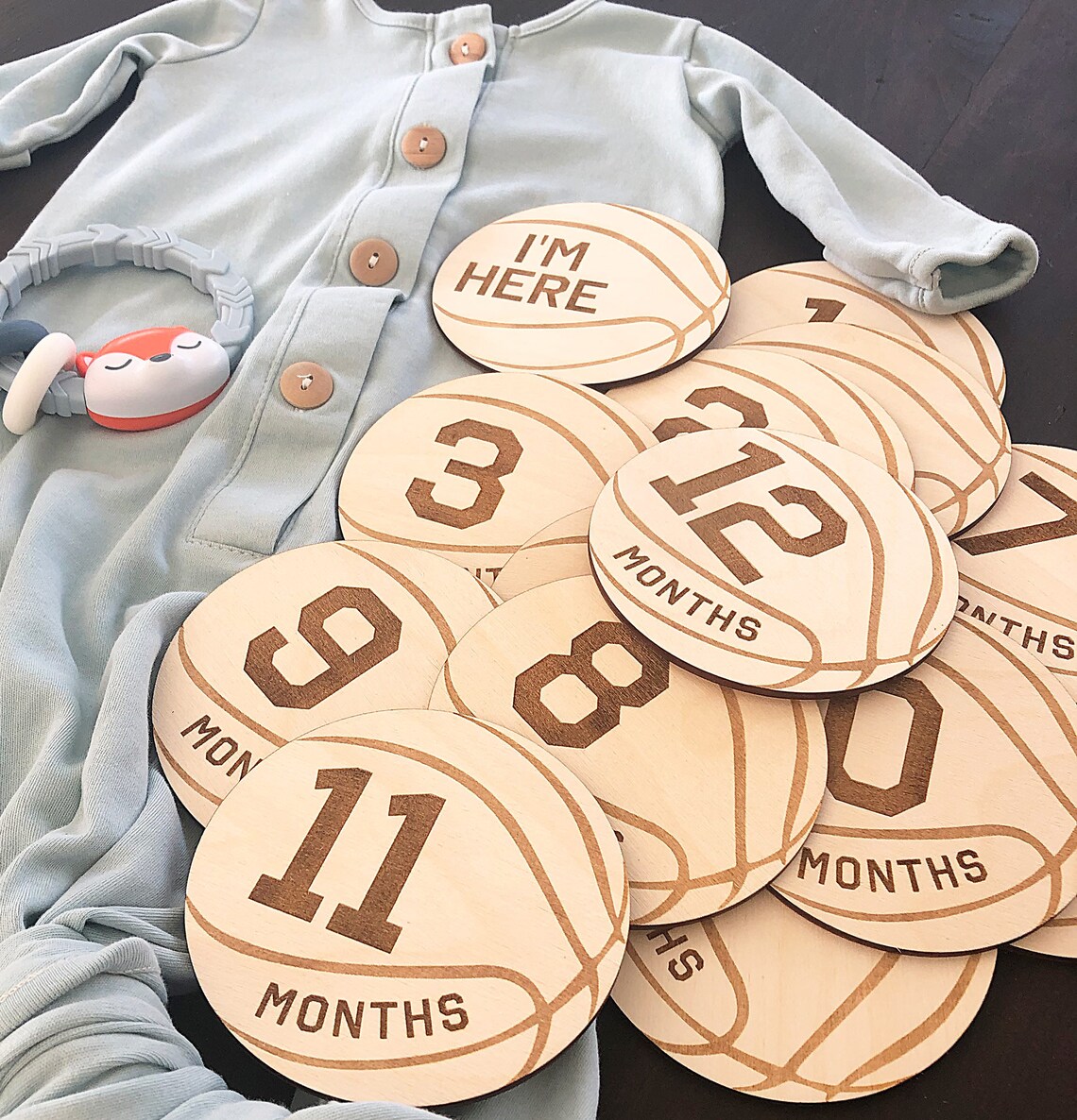 Baby Milestone Signs Basketball Theme Wooden Monthly Etsy