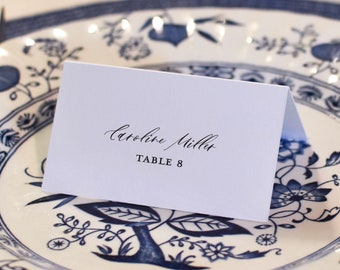 Calligraphy Place Cards, Folded Place Card, Printed Wedding Escort Cards, Custom Place Setting Name Tags