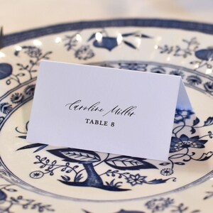 Calligraphy Place Cards, Folded Place Card, Printed Wedding Escort Cards, Custom Place Setting Name Tags